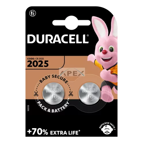 Duracell DL2025 10PP040029 lítium gombelem, 3,0 V feszültség, 2db/bliszter