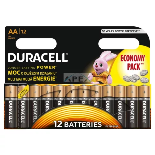 Duracell LR6 10PP100002 AA alkáli elem, 1,5 V feszültség, 12db/bliszter