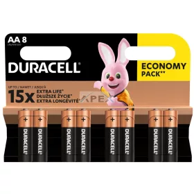   Duracell LR6 10PP110025 AA alkáli elem, 1,5 V feszültség, 8db/bliszter