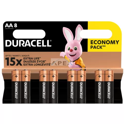 Duracell LR6 10PP110025 AA alkáli elem, 1,5 V feszültség, 8db/bliszter
