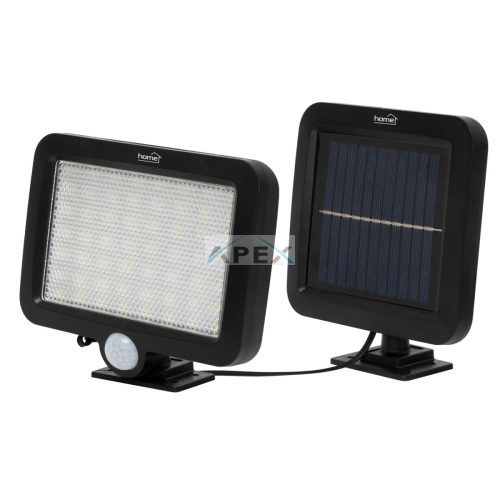Home FLP250SOLAR napelemes LED reflektor, 250 lm, PIR mozgásérzékelő, 120° 5m, 56 db hidegfehér SMD LED, energiatakarékos, műanyag, IP44