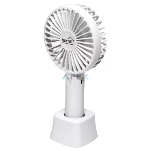 Home HF 9/WH kézi, tölthető ventilátor, 4 W, 10 cm-es lapátátmérő, 3 fokozat, 1200 mAh Li-ion akkumulátor, asztali tartó, fehér