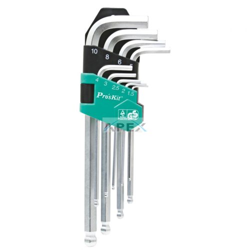 Pro'skit HW-229B imbuszkulcskészlet, gömbfejű fél, króm-vandánium, 9 darabos