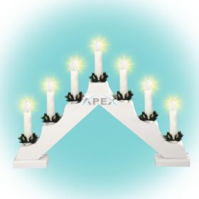   Home KAD 03 gyertyapiramis, 7 db izzó, fehér festett fa, L7D