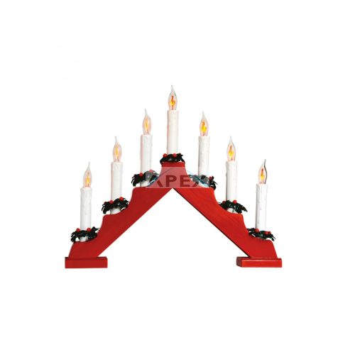 Home KAD 07/RD gyertyapiramis, 7 db izzó, piros fa, L2040C/E10