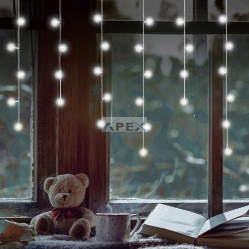 Home KAF 50C LED/WH LED-es fényfüggöny, 0,81 m / 50 db hidegfehér LED,  fehér vezeték, álló fényű, hálózati adapter, beltéri kivitel