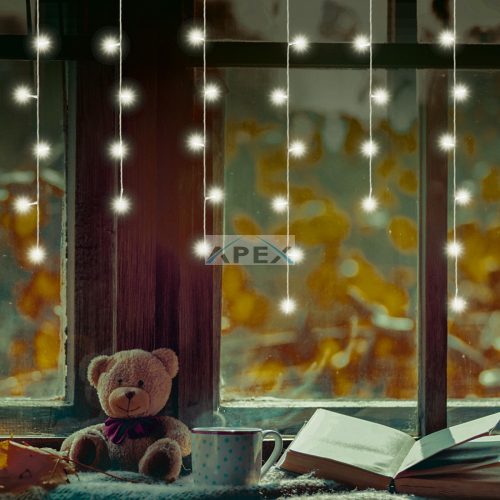 Home KAF 50C LED/WW LED-es fényfüggöny, 0,81 m / 50 db melegfehér LED,  fehér vezeték, álló fényű, hálózati adapter, beltéri kivitel