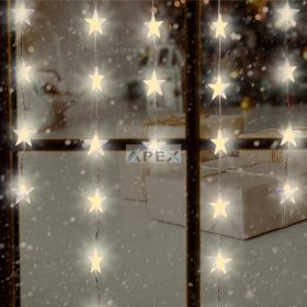   Home KAF 50L/WW LED-es csillag fényfüggöny, 1,35 m / 50 db melegfehér LED csillag figurákban, átlátszó vezeték, hálózati adapter, beltéri kivitel