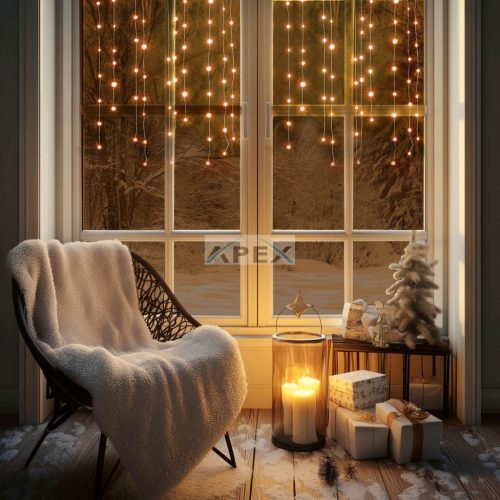 HOME KAF50DLEDWW DOT LED-es fényfüggöny, 50db melegfehér DOT LED, 81cm, állófényű, adapteres tápellátás, beltéri kivitel