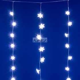   HOME KAF50WH LED-es hópehely fényfüggöny, 1,35 m, 50 db hidegfehér LED, hálózati tápellátás, beltéri kivitel