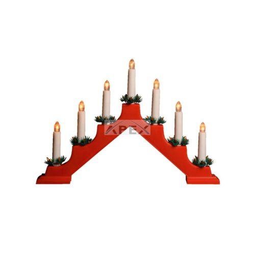 Home KAL 01 gyertyapiramis, beltéri kivitel, 7 db melegfehér állófényű LED, 10 cm magas gyertyák, piros