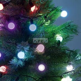   Home KBC 50 LED-es gömb fényfüzér, 4,9 m / 50 db színváltó LED, opál gömb dekoráció, fekete vezeték, hálózati adapter, kül- beltéri kivitel