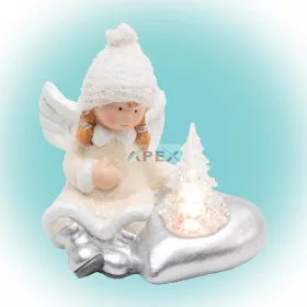   Home KDC 13 LED-es kerámia angyal figura, 1 db LED, fenyőfa