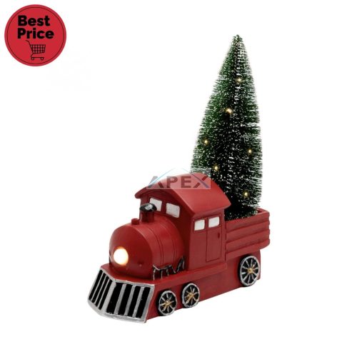Home KDCA 21 LED-es kerámia piros mozdony figura, beltéri kivitel, 10 db LED
