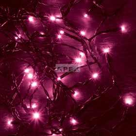   Home KII 100/P LED-es fényfüzér, 8 m / 100 db pink LED, állófényű, zöld vezeték, hálózati adapter, beltéri kivitel
