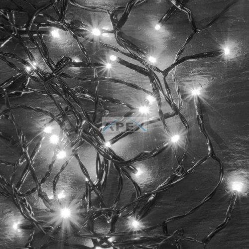 Home KII 200/WH LED-es fényfüzér, 16 m / 200 db hidegfehér LED, állófényű, zöld vezeték, hálózati adapter, beltéri kivitel