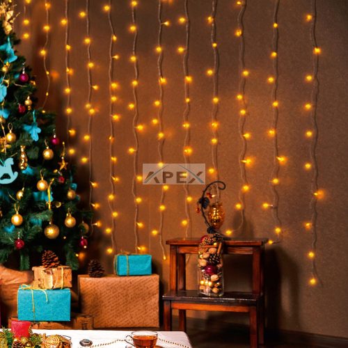 Home KIN 126C/WW LED-es fényfüggöny, 0,9x1,4 m / 126 db melegfehér LED, fehér vezeték, állófényű, hálózati adapter, beltéri kivitel