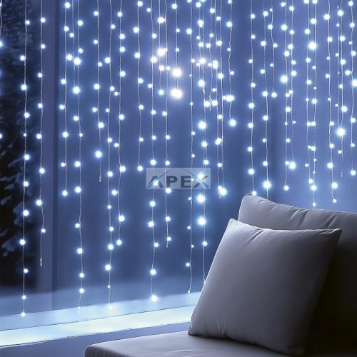 HOME KIN294DWH DOT LED-es fényfüggöny, 294db hidegfehér DOT LED, 2m hosszú, állófényű, adapteres tápellátás, kül- és beltéri kivitel