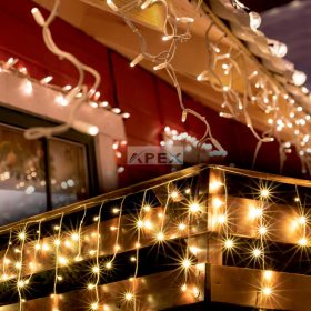   Home KKF 908/WW LED-es fényfüggöny, 30 m / 900 db melegfehér LED, 8 fényprogram, fehér vezeték, hálózati adapter, kül- és beltéri kivitel