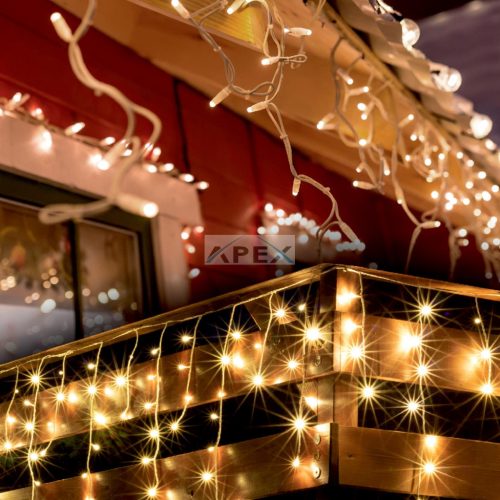 Home KKF 908/WW LED-es fényfüggöny, 30 m / 900 db melegfehér LED, 8 fényprogram, fehér vezeték, hálózati adapter, kül- és beltéri kivitel