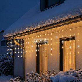   HOME KKF300D5M LED-es sziporkázó fényfüggöny, 300 db melegfehér DOT LED, átlátszó vezeték, hálózati adapter, kül- és beltéri kivitel