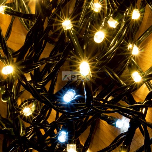 Home KKL 200F/WH LED-es sziporkázó fényfüzér, 20 m / 200 db hidegfehéren sziporkázó melegfehér LED, zöld vezeték, hálózati adapter, kül- és beltéri kivitel
