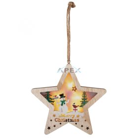   Home KLW 17 S ajtódísz, ablakdísz, fa, csillag forma, 6 db LED, lézervágott, hóember, kapcsolható