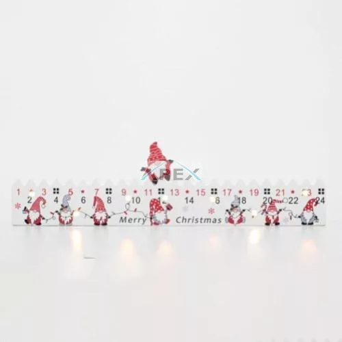Home KLW25 LED-es adventi naptár, 7db LED világítás, fa alapanyag, elemes tápellátás, beltéri kivitel