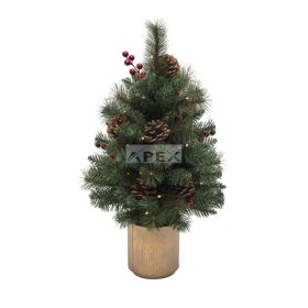   Home KMF60BLED elemes műfenyő tobozokkal, LED-ekkel, 60cm magas, 30db melegfehér LED, 8 program, 2D tűlevelek, elemes tápellátás, beltéri kivitel