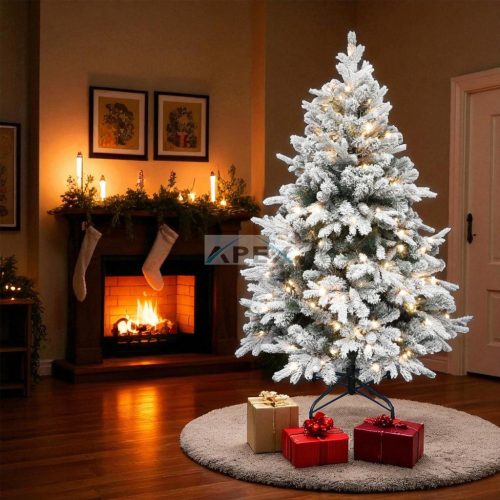 HOME KMF8LED150 havas műfenyő LED-ekkel, 170db melegfehér LED, 150cm magas, 101cm átmérő, 3D és 2D tűlevelek, hálózati tápellátás, beltéri kivitel