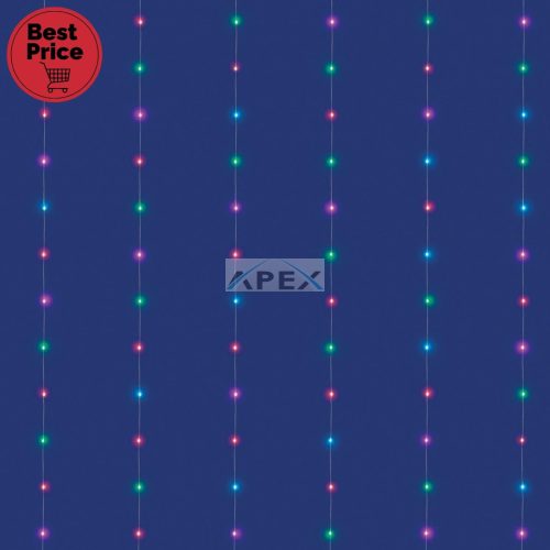 iSparkle LEDS120CV-2 micro LED-es fényfüggöny, 2x2 m / 120 db RGB LED, applikációval vezérelhető, smart, kül- és beltéri kivitel