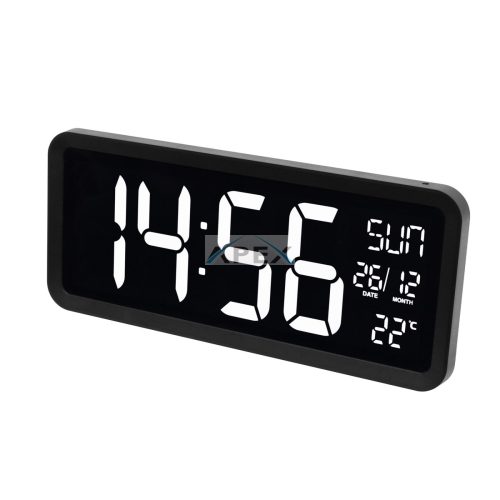 Home LTCJUMBO óra és hőmérő, asztali és fali óra, USB adapter hosszú, 2.5m vezetékkel, a környezethez alkalmazkodó fényerő