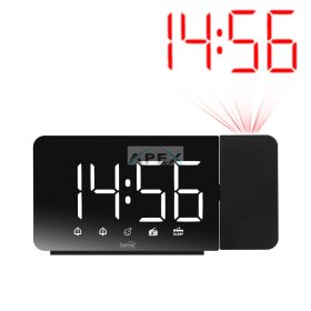   Home LTCRP03 rádiós LED ébresztőóra projektorral, változtatható fényerő, körbe forgatható vetítési pozíció, két ébresztési idő, FM rádió, bip-bip vagy rádiós ébresztés