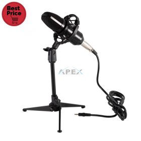   SAL M 12 stúdiómikrofon-szett, stabil asztali állvány, rezgéscsillapított, kondenzátormikrofon, kardioid iránykarakterisztika, XLR