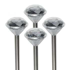   Home MX 802/4 napelemes kerti lámpa szett, 4 db, 1 db LED, fém és műanyag, automatikus, kristályszerű fej