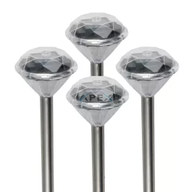   Home MX 802/4 napelemes kerti lámpa szett, 4 db, 1 db LED, fém és műanyag, automatikus, kristályszerű fej