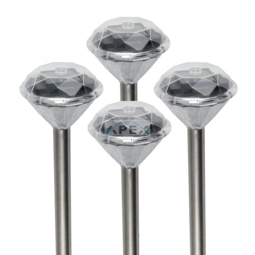 Home MX 802/4 napelemes kerti lámpa szett, 4 db, 1 db LED, fém és műanyag, automatikus, kristályszerű fej