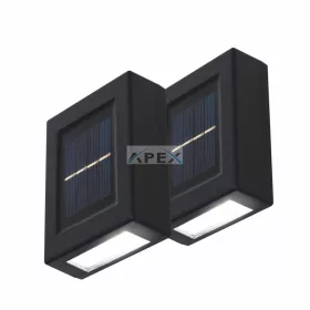   HOME MX658 napelemes falilámpa szett, 2db-os szett, 2db hidegfehér LED, cserélhető AA akkumulátor, fekete