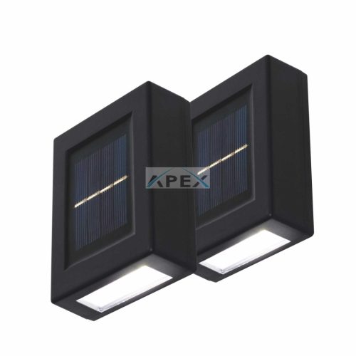 HOME MX658 napelemes falilámpa szett, 2db-os szett, 2db hidegfehér LED, cserélhető AA akkumulátor, fekete