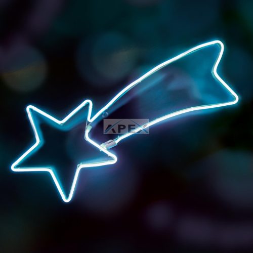 Home NEON 1 hullócsillag figura, LED-es neon fény, két oldalú, fém váz, IP44, kültéri, beltéri, jégkék