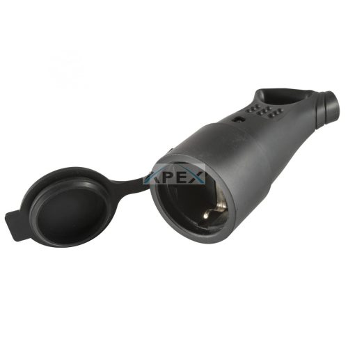 Home NGA 01 földelt aljzat 45°-os kábelvezetéssel, aljzat gyermekvédelemmel, kül- és beltéren is használható, max. 3680 W, fekete