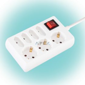   Home NV 17/WH hálózati elosztó, 1,5 m, H05VV-F 3G1,0 mm2 kábel, kapcsolós, IP20 kivitel, 3 védőérintkezős és 4 euro aljzat, max. 3500W, fehér