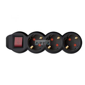   Home NV 3K-3/BK/1,5 hálózati elosztó, 3 m, H05VV-F 3G1,5 mm2 kábel, kétpólusú kapcsoló, IP20 kivitel, 3 védőérintkezős aljzat, max. 3500W, fekete