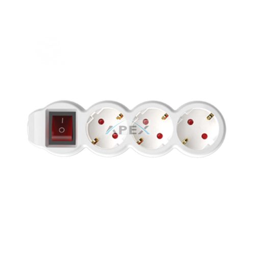 Home NV 3K-5/WH/1,5 hálózati elosztó, 5 m, H05VV-F 3G1,5 mm2 kábel, kétpólusú kapcsoló, IP20 kivitel, 3 védőérintkezős aljzat, max. 3500W, fehér