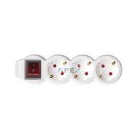   Home NV 3K/WH/1,5 hálózati elosztó, 1,5 m, H05VV-F 3G1,5 mm2 kábel, kétpólusú kapcsoló, IP20 kivitel, 3 védőérintkezős aljzat, max. 3500W, fehér