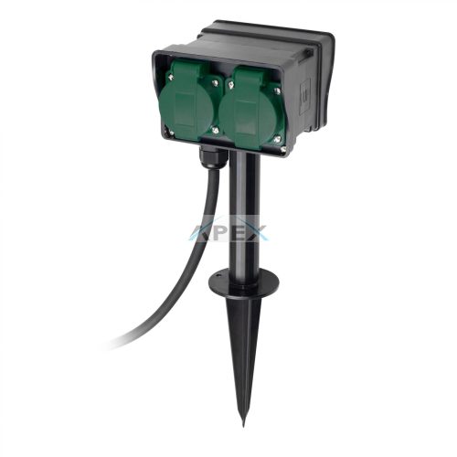 Home NVL 4-5/BK/1,5 leszúrható kültéri elosztó, 5 m, H07RN-F 3G1,5 mm2 kábel, IP44 védelem,  4 aljzat gyermekvédelemmel, max. 3680W