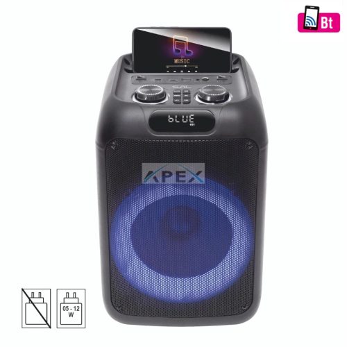 SAL PAR200 hordozható party hangfal, 50W, 2-utas, erőteljes mélyhangzás, Bluetooth, MP3, digitális kijelző, LED fényeffekt