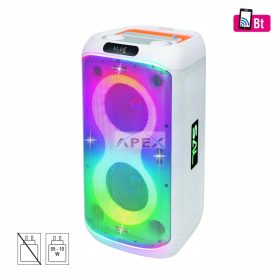   SAL PAR216WH party hangfal, 60 W, 2-utas bassz-reflex, 3 hangszóró, Bluetooth, MP3, digitális kijelző, LED fényeffekt, mikrofonnal