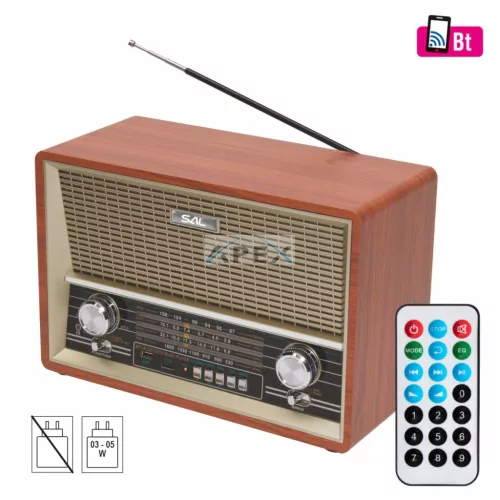 SAL RRT 4B retro asztali rádió, multimédia lejátszó, BT, USB/MicroSD, AUX, Rádió, EQ, ~16 óra üzemidő