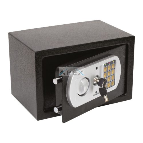 HOME SAFETREZOR digitális bútorszéf, acél, 3-8 jegyű tetszőleges kód, puha textil betét, 2 kulccsal, 310x200x200mm